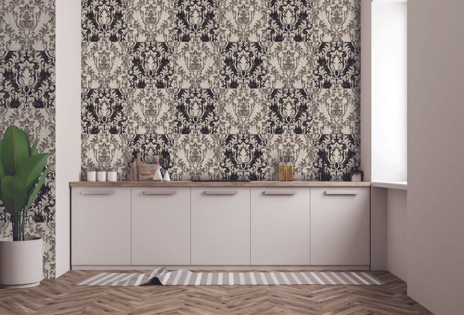 DAMASK BLACK AND WHITE