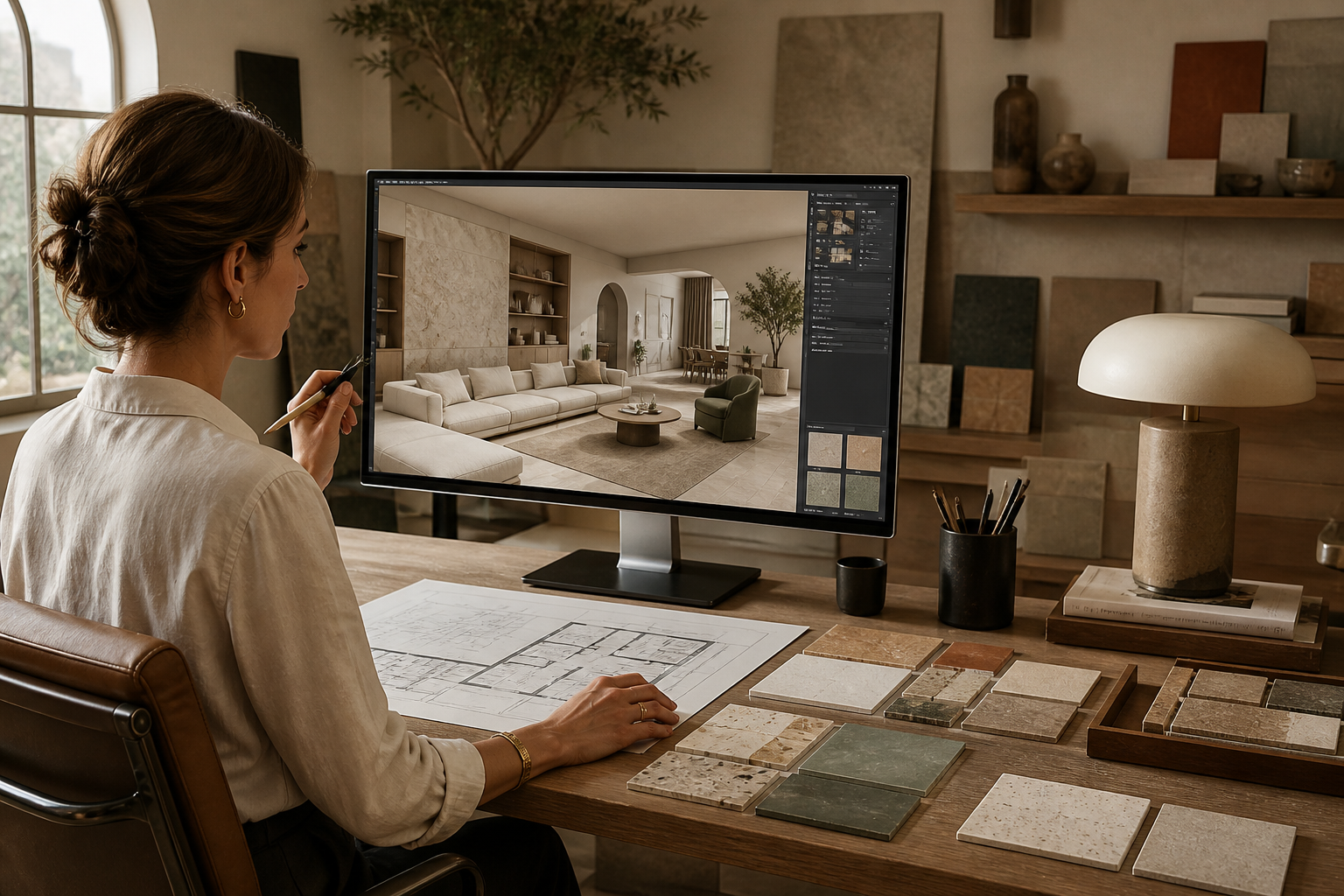 Progettista che sviluppa un render 3D