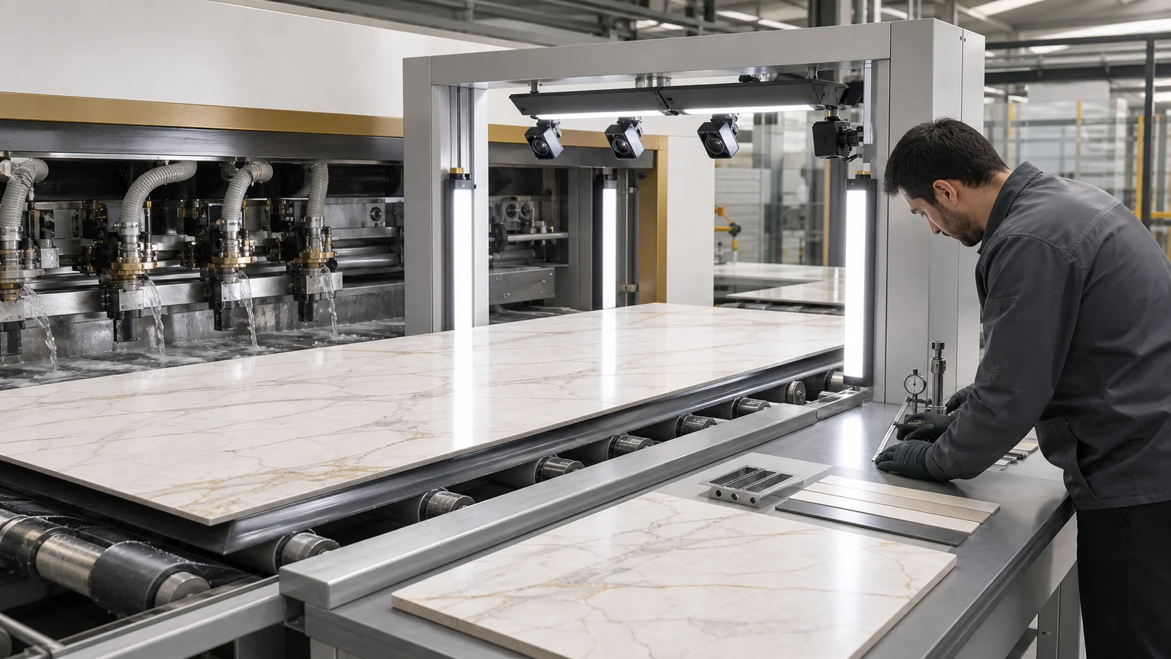 Controllo dimensionale e qualitativo di piastrelle in gres porcellanato